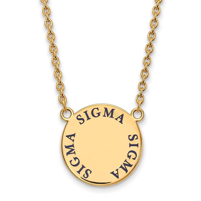 14k Plated Silver Sigma Sigma Sigma Large Blue Enamel Necklace